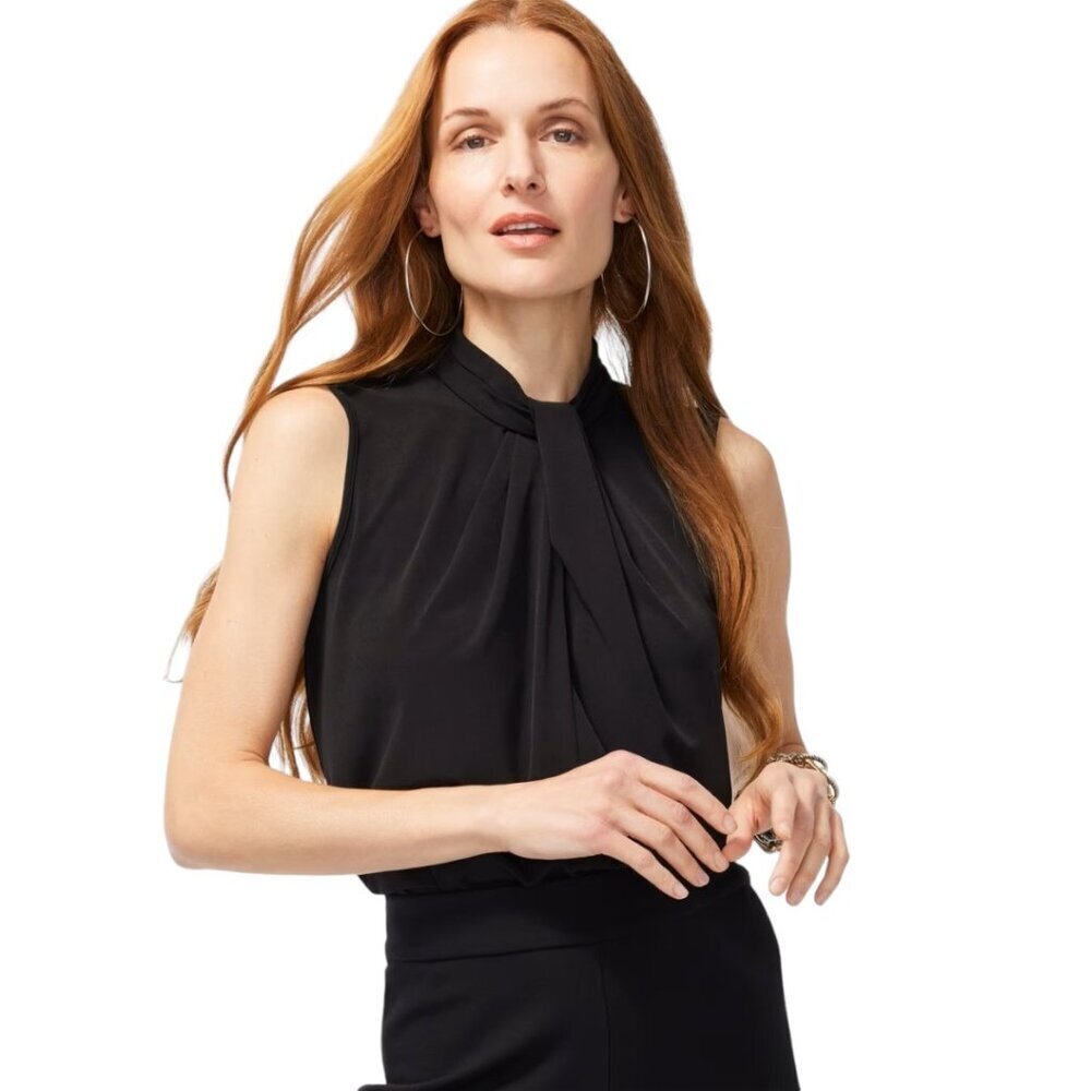 Chico's Black Label Twist Neck Top, Size Large, Black, NWT